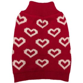 Fashion Pet All Over Hearts Dog Sweater Red - X-Small