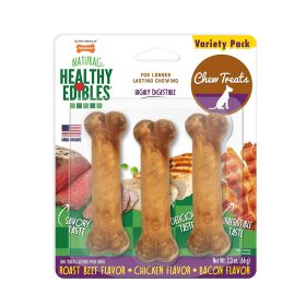 Healthy Edibles Longer Lasting Roast Beef, Chicken and Bacon Treats Petite 3 count