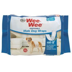 Wee-Wee Disposable Male Dog Wraps 12 pack (Color: White, size: Medium / Large)