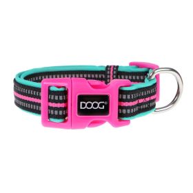 Neoprene Dog Collar Rin Tin Tin Neon (Color: Pink/Black/Teal, size: medium)