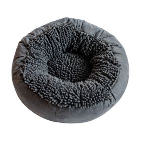 Dirty Dog Round Bed (Color: Cool Grey, size: large)