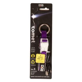 Comet Rechargeable Light Up Dog Collar (Color: Purple, size: small)