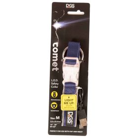 Comet Rechargeable Light Up Dog Collar (Color: Navy, size: medium)