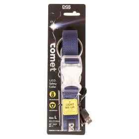 Comet Rechargeable Light Up Dog Collar (Color: Navy, size: large)