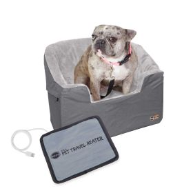 Bucket Booster Pet Seat Collapsible Heated (Color: Gray, size: large)