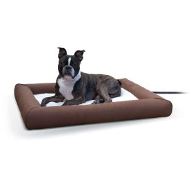 Deluxe Lectro-Soft Outdoor Heated Pet Bed (Color: Brown, size: medium)