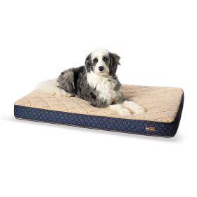 Quilt-Top Superior Orthopedic Pet Bed (Color: Navy Blue, size: large)