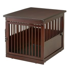 Wooden End Table Dog Crate (Color: Dark Brown, size: medium)